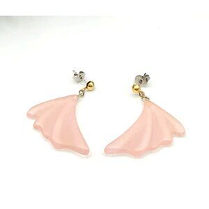Vintage Resin Pink Wing-Shaped Drop Earrings